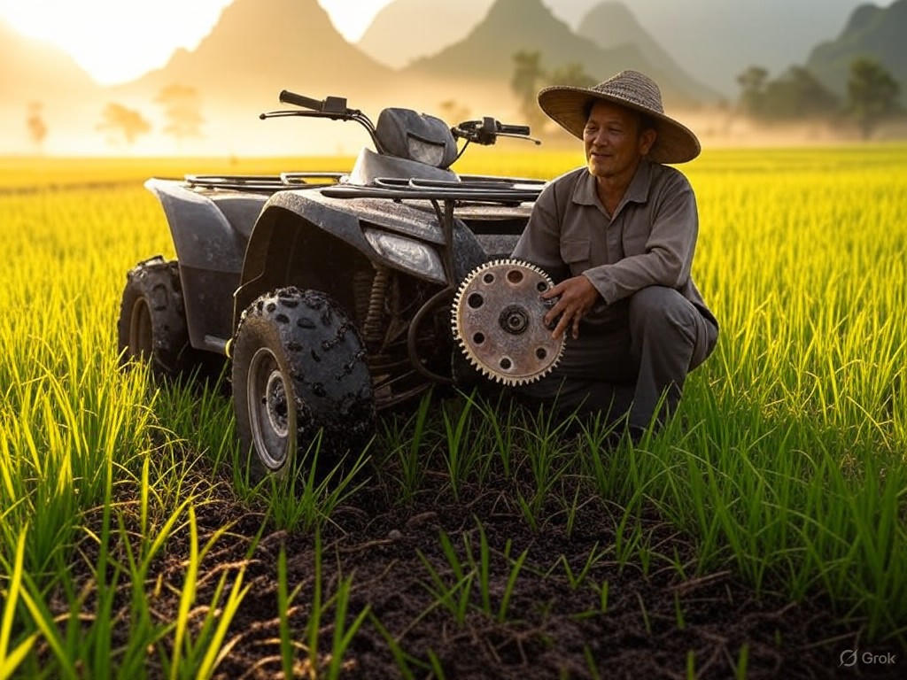 ATV in Thai rice fields