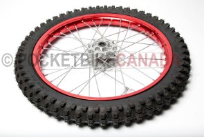 70/100-19 QD-016-003 QingDa Tire & Red Rim Chrome Spoke for DirtBike - G2080113